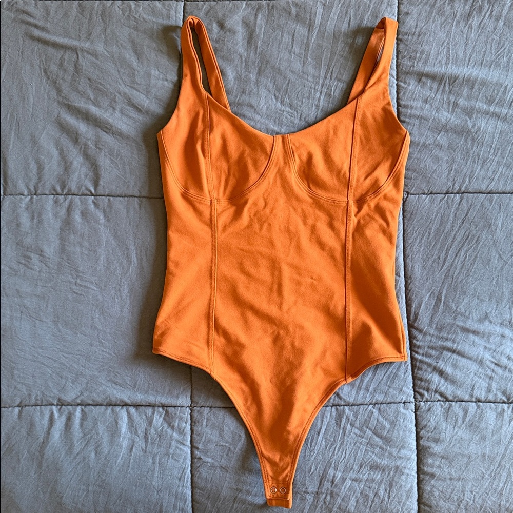 Abercrombie & Fitch Orange Scoop Neck Bodysuit